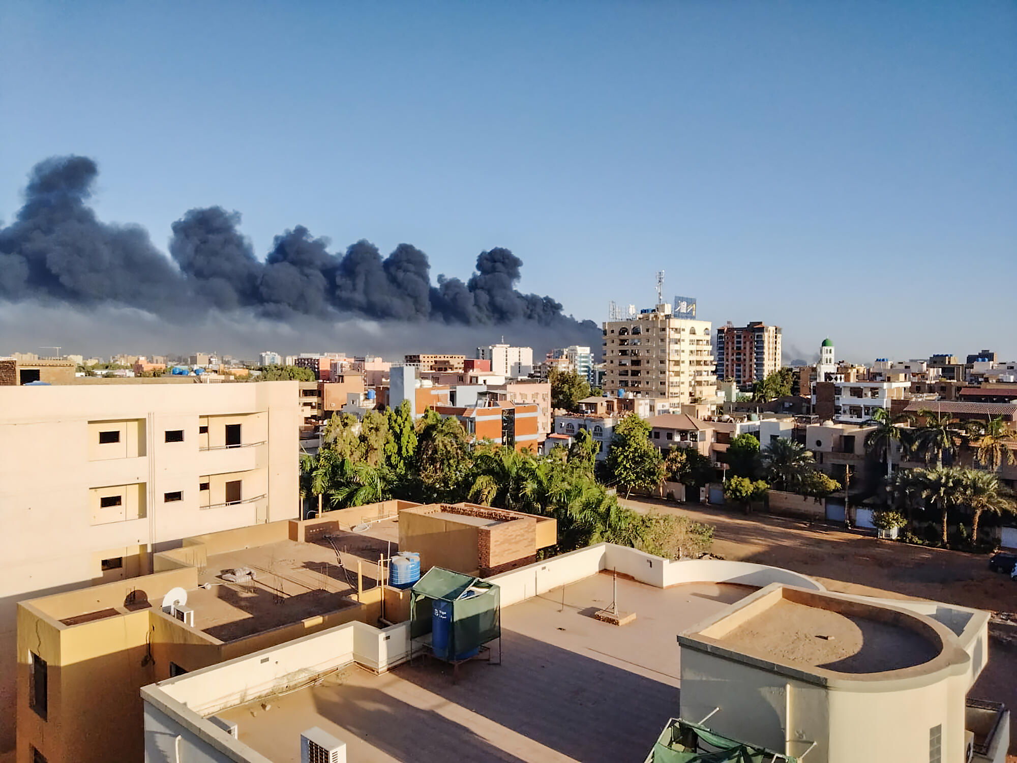 Aerial view captures the fighting and violence that erupted in Khartoum, Sudan - Sudan