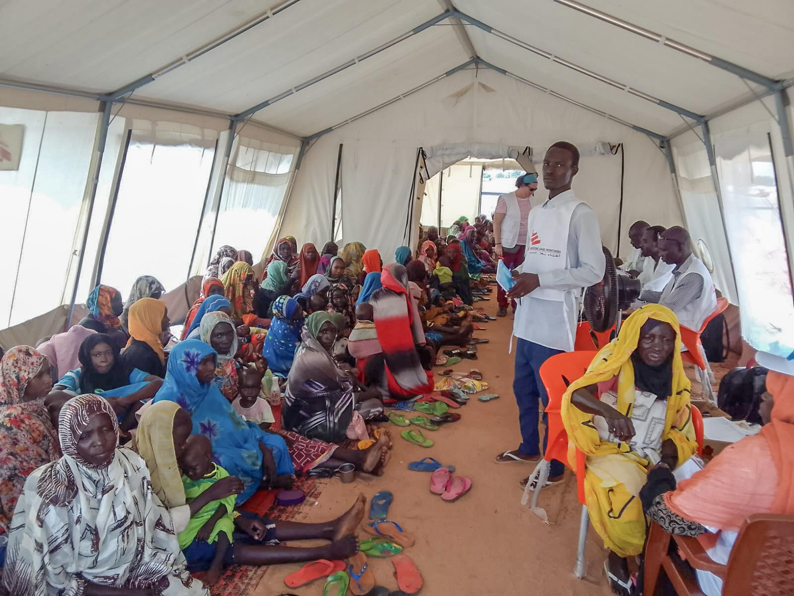Sudanese refugees await consultations with MSF nurses for nutritional support - Chad