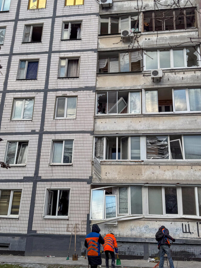 A house, where MSF procurement supervisor Kseniia Lipynska lives, where damaged during the drone attack on Dnipro, eastern part of Ukraine - Ukraine