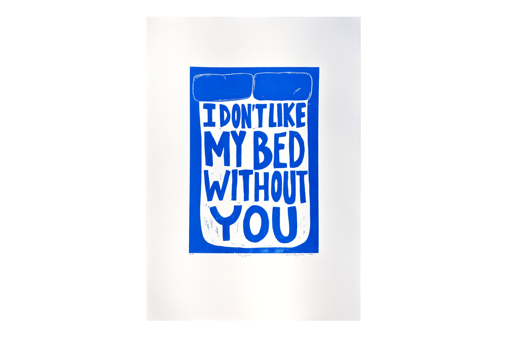 My bed - Linocut handprinted in CPH. Limited & numbered edition of 8 print