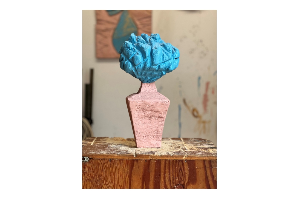 Flowerpot - Malet træskulptur