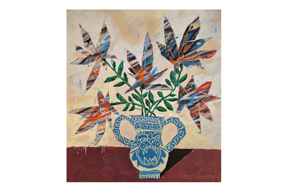 Tiger-Vase - spraymaling, akryl og oliekridt